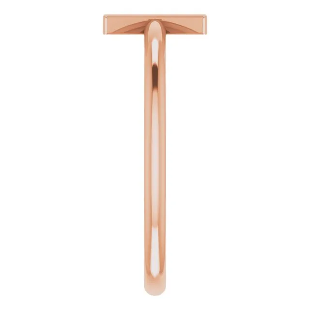 14K Rose Initial X Ring