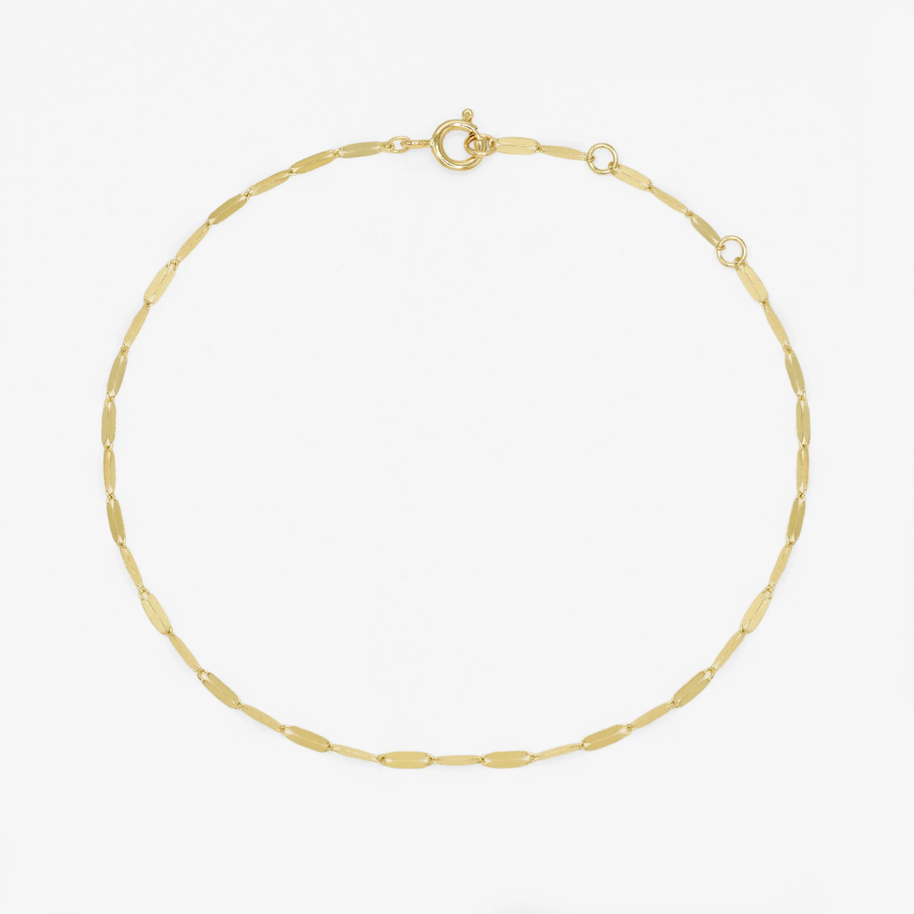 14k Solid Gold Thin Flat Chain Bracelet