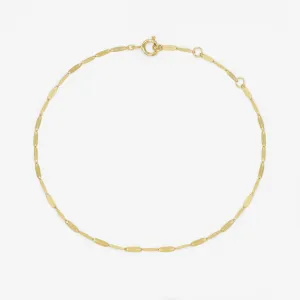 14k Solid Gold Thin Flat Chain Bracelet