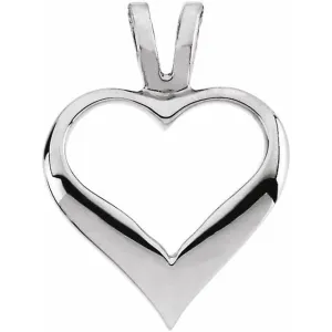 14K White 12 mm Heart Pendant
