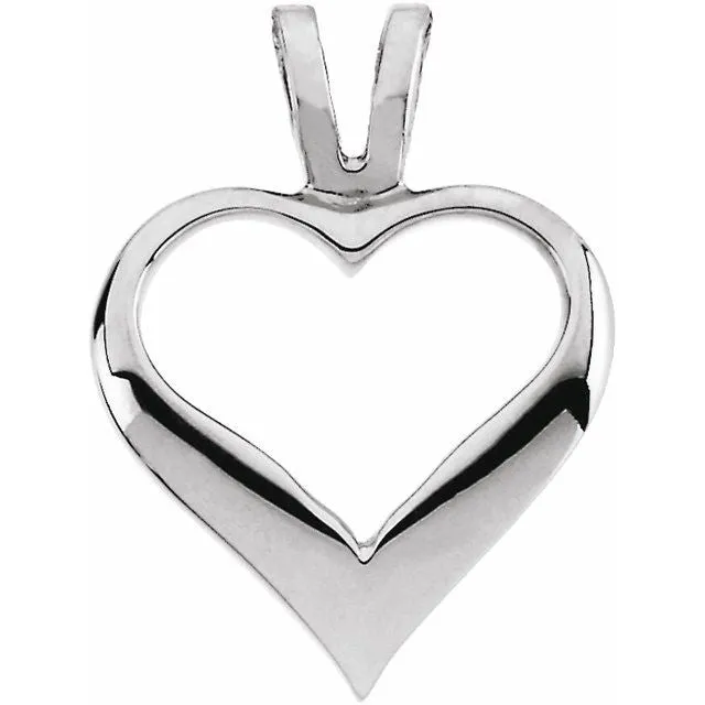 14K White 12 mm Heart Pendant