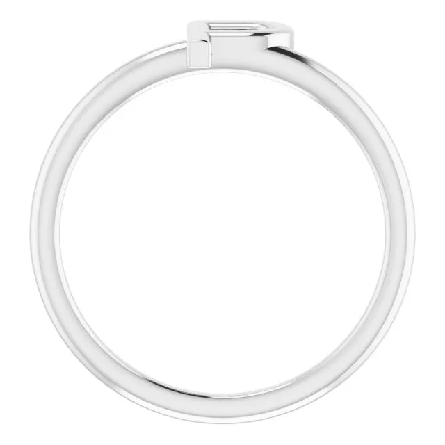 14K White Initial P Ring