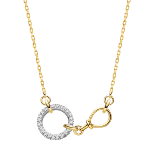 18K Gold Diamond Circle Clasp Modern Minimalist Necklace