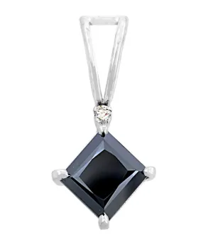 2 ct Black Diamond Solitaire Pendent in 925 Silver/14K Gold - AAA.Certified