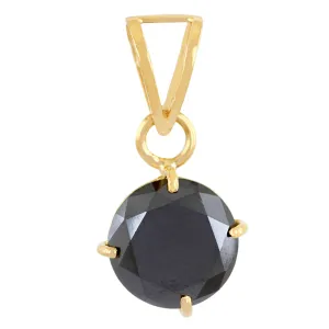 3.5 Cts Certified Round Shape Black Diamond Pendant in 18K Gold - Free Chain