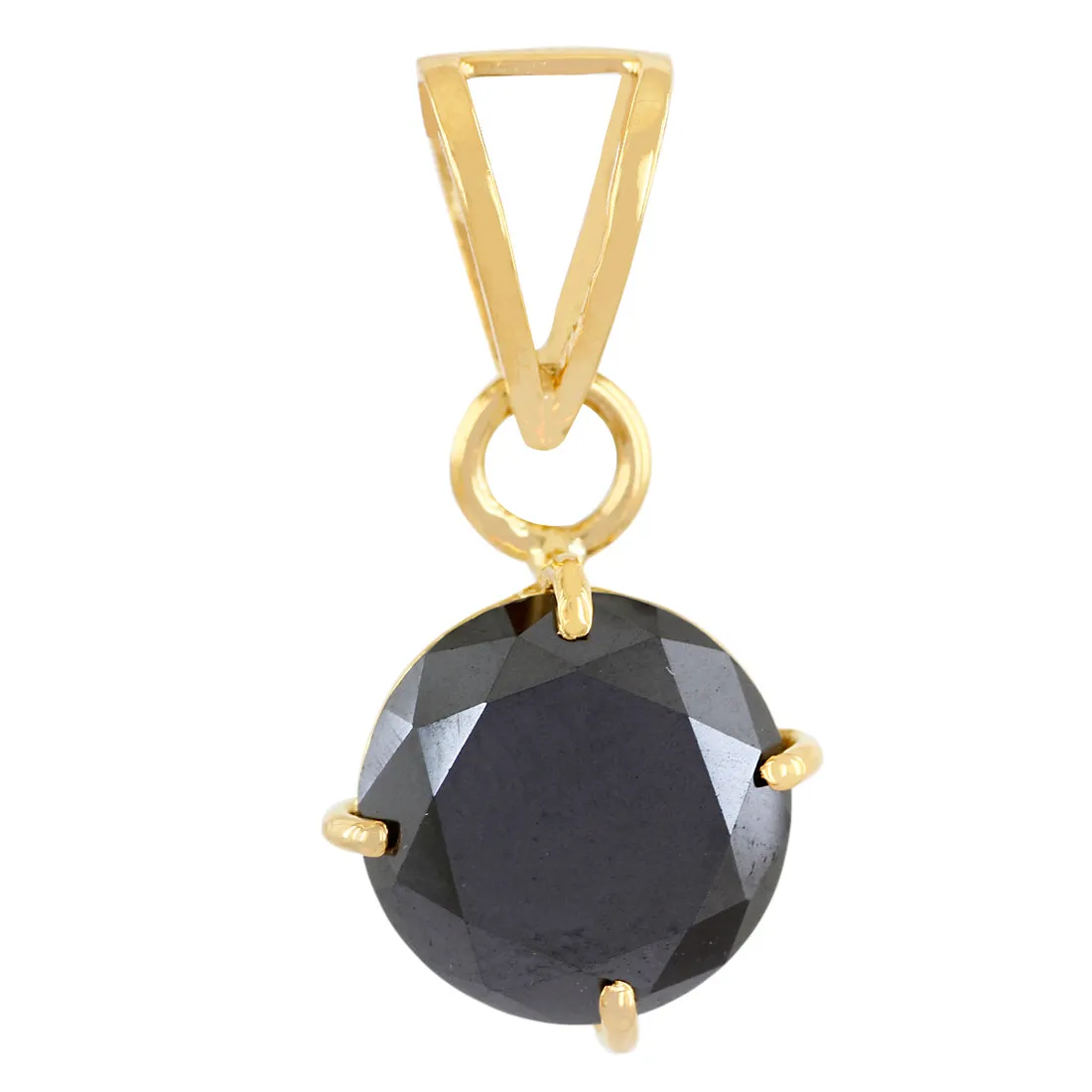 3.5 Cts Certified Round Shape Black Diamond Pendant in 18K Gold - Free Chain