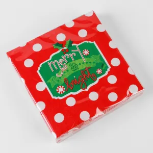 $4.00 min 12 - MERRY AND BRIGHT BEVERAGE NAPKIN..PKG OF 20