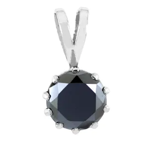 4.5 Cts Certified Round Cut Black Diamond Pendant in 925 Sterling Silver- Free Chain