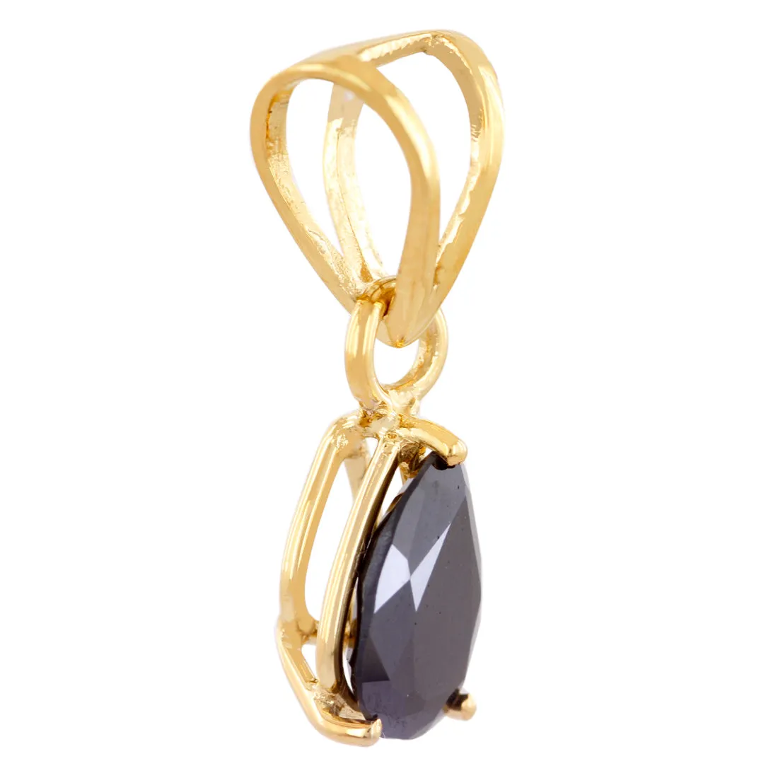 4.7 Cts Certified Pear Shape Black Diamond Pendant in 18K Gold - Free Chain