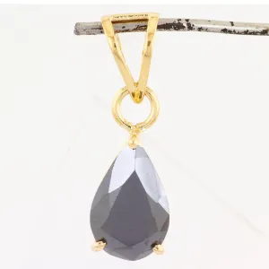 4.7 Cts Certified Pear Shape Black Diamond Pendant in 18K Gold - Free Chain