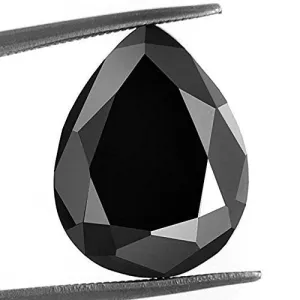 5.50 Ct Pear Checker Cut African Black Diamond With Certificate AAA