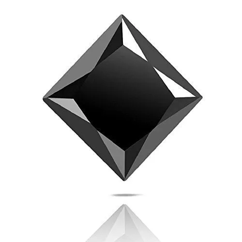 5.55 Ct Loose Princess Cut Certified Black Diamond.Earth Mined.AAA