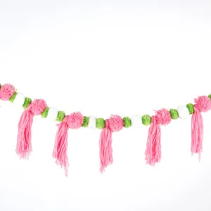 6' PINK/WHITE BALL WITH TASSEL GARLAND