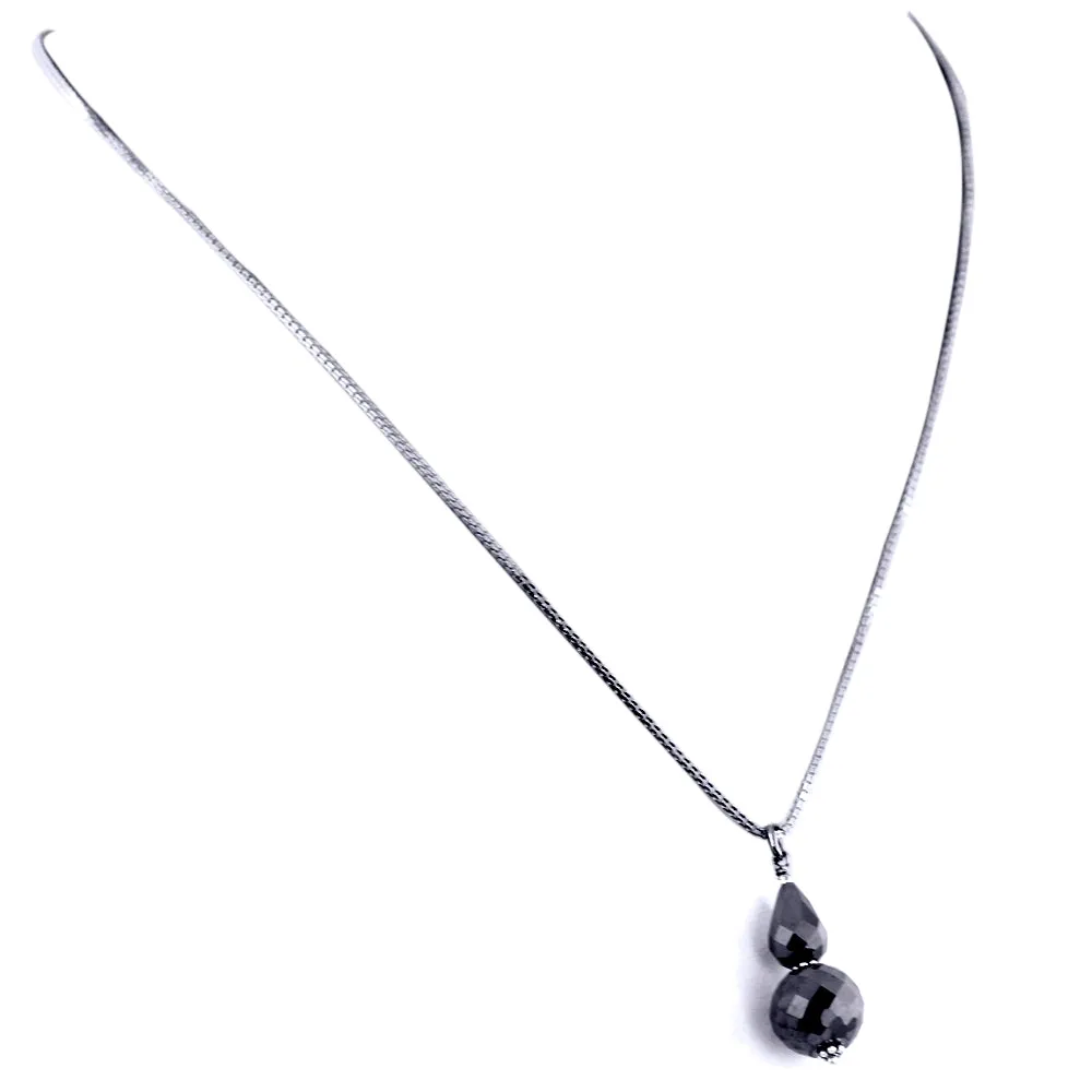 AAA Quality 10mm Round Black Diamond Beads Necklace.AAA.