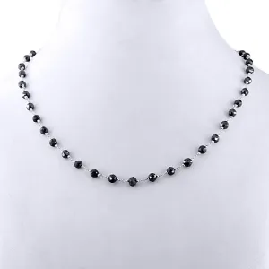 AAA Quality 4mm Black Diamond Wire Necklace in Sterling Silver