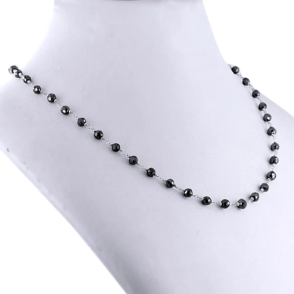 AAA Quality 4mm Black Diamond Wire Necklace in Sterling Silver