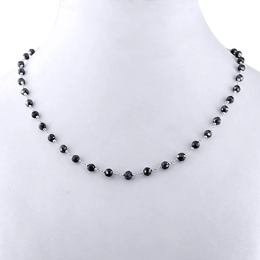 AAA Quality 4mm Black Diamond Wire Necklace in Sterling Silver