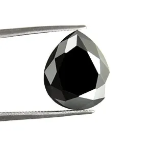 AAA Quality 6.96 Ct Certified Pear Checker Cut African Black Diamond