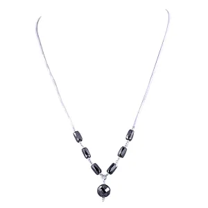 AAA Quality Round And Pipe Shape Black Diamond Beads Chain Necklace