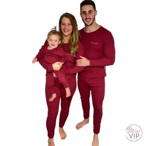 Adult & Kid sizes - Embroidered Cardinal Red Christmas Ribbed Loungewear/PJS Family (CURRENTLY OUT OF STOCK)
