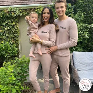 Adult Sizes - Embroidered Mocha Ribbed Loungewear (CURRENTLY OUT OF STOCK)