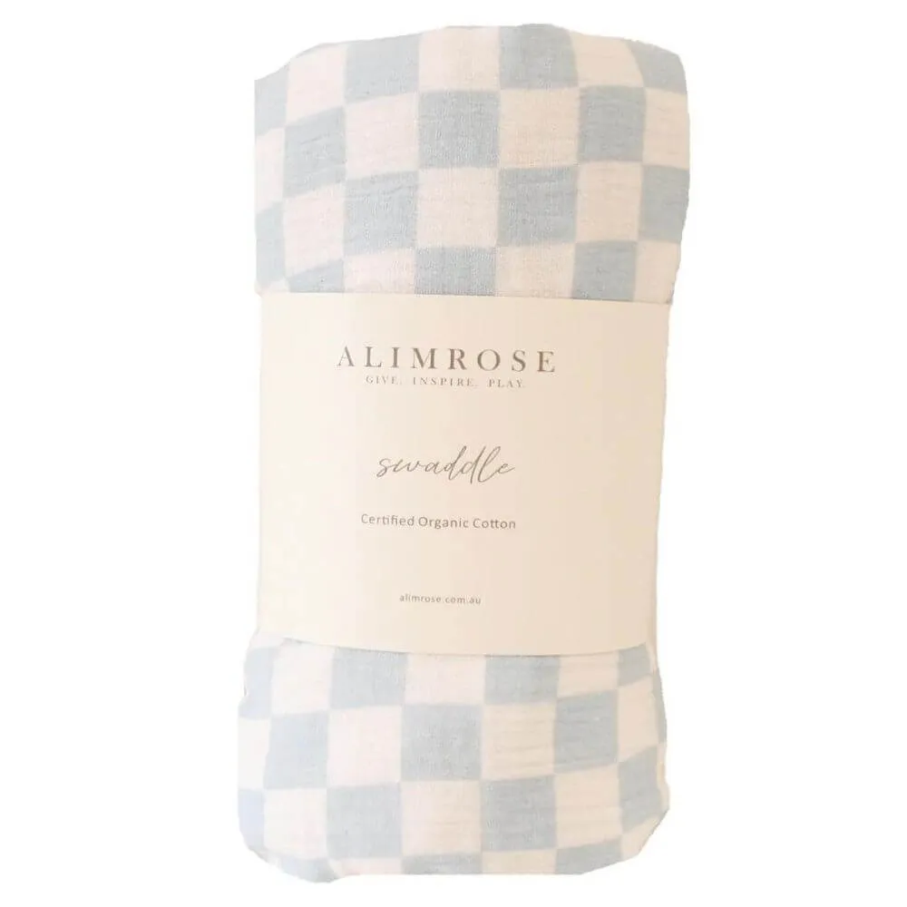 Alimrose Blue Check Muslin Swaddle