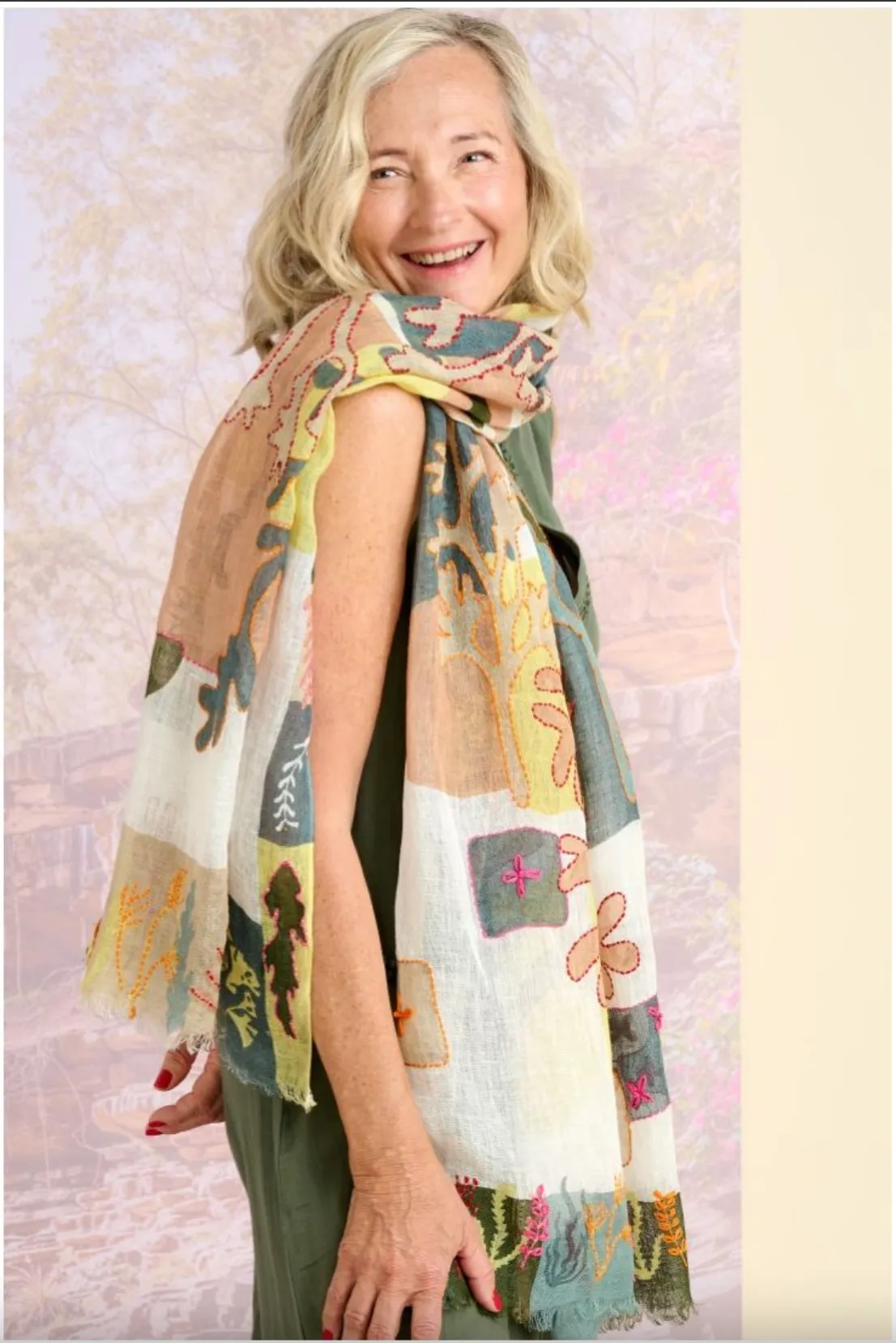 Alize Linen Scarf Beige
