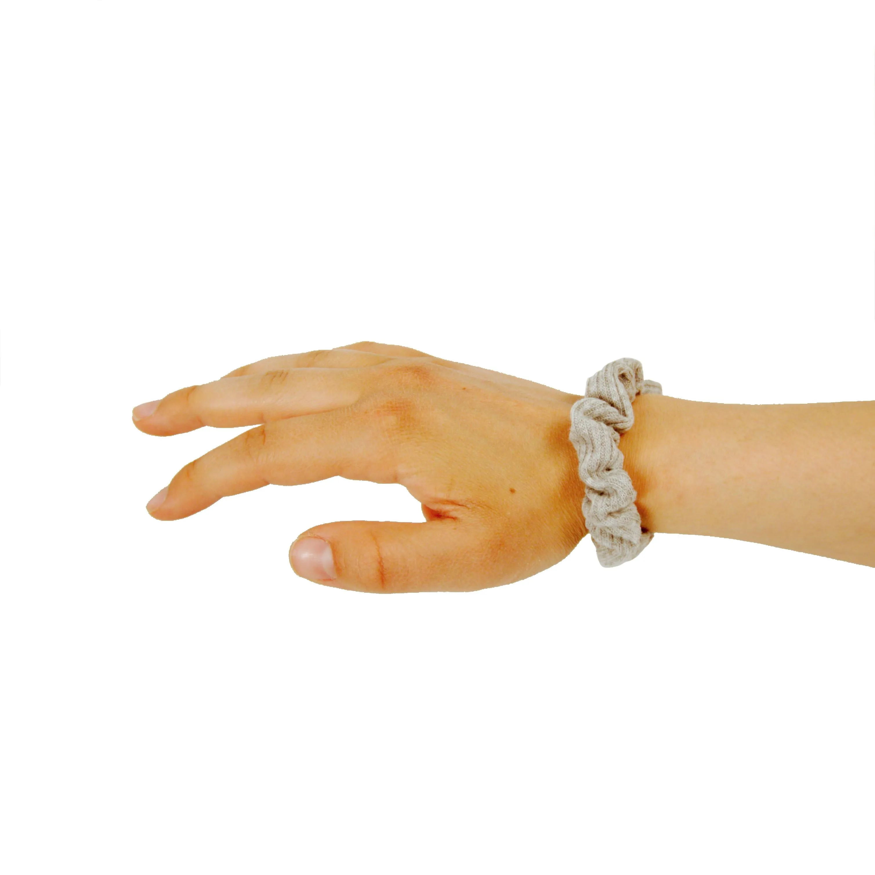 Amelia Beauty, Medium Gray Ribbed Scrunchies, 2.5in Diameter, Gentle on Hair, Strong Hold, No Snag, No Dents or Creases. 10 Pack