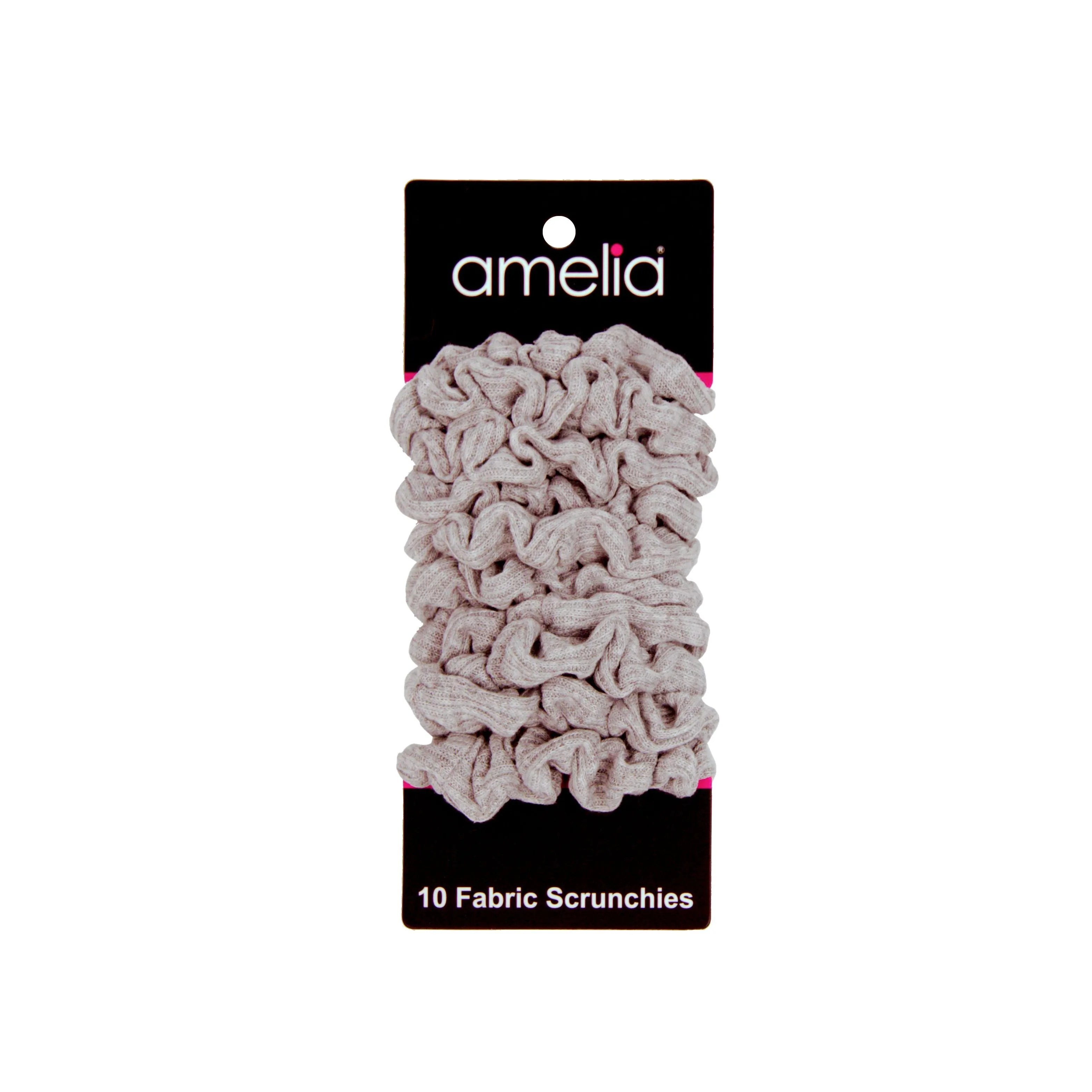Amelia Beauty, Medium Gray Ribbed Scrunchies, 2.5in Diameter, Gentle on Hair, Strong Hold, No Snag, No Dents or Creases. 10 Pack