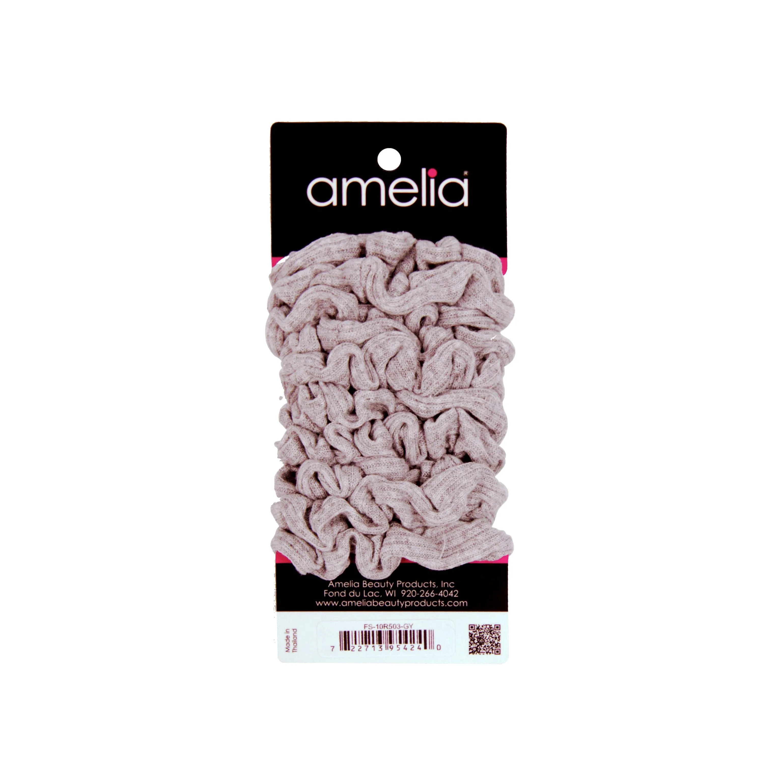 Amelia Beauty, Medium Gray Ribbed Scrunchies, 2.5in Diameter, Gentle on Hair, Strong Hold, No Snag, No Dents or Creases. 10 Pack
