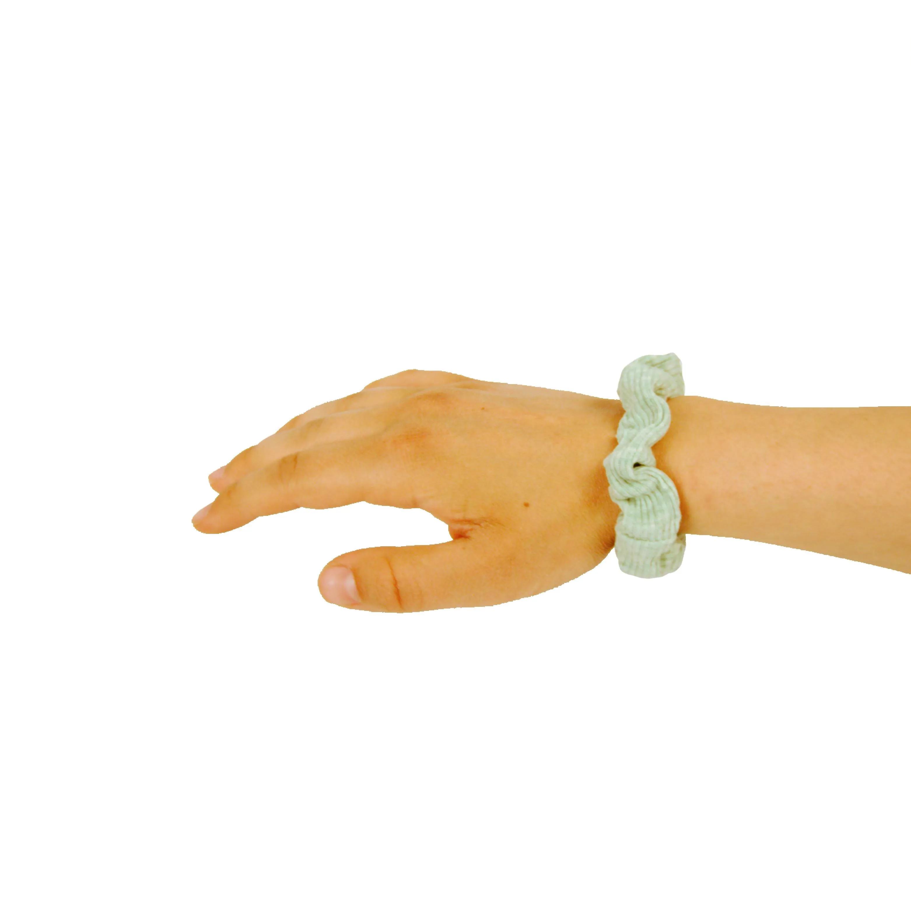 Amelia Beauty, Medium Pastel Green Ribbed Scrunchies, 2.5in Diameter, Gentle on Hair, Strong Hold, No Snag, No Dents or Creases. 10 Pack
