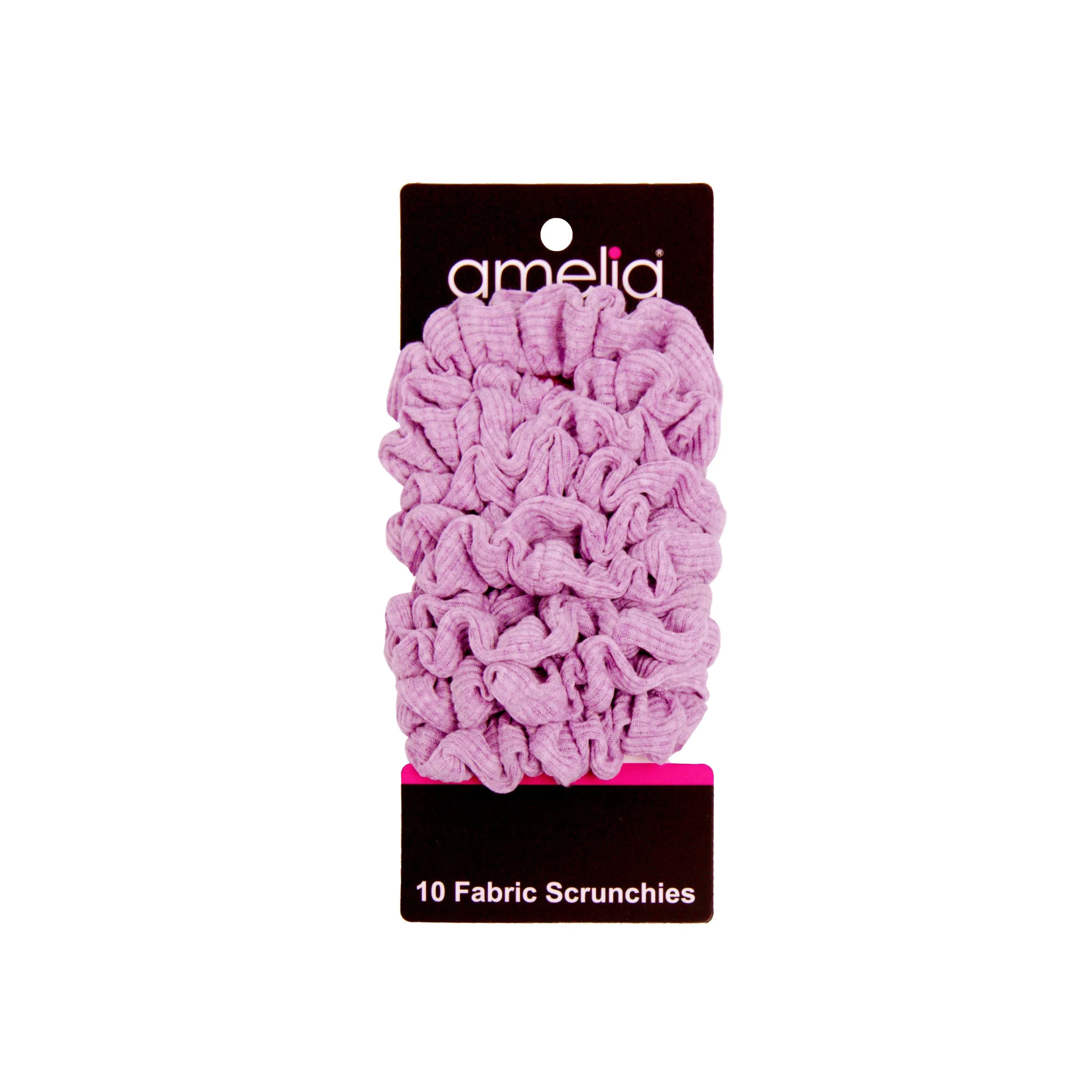 Amelia Beauty, Medium Pastel Purple Ribbed Scrunchies, 2.5in Diameter, Gentle on Hair, Strong Hold, No Snag, No Dents or Creases. 10 Pack
