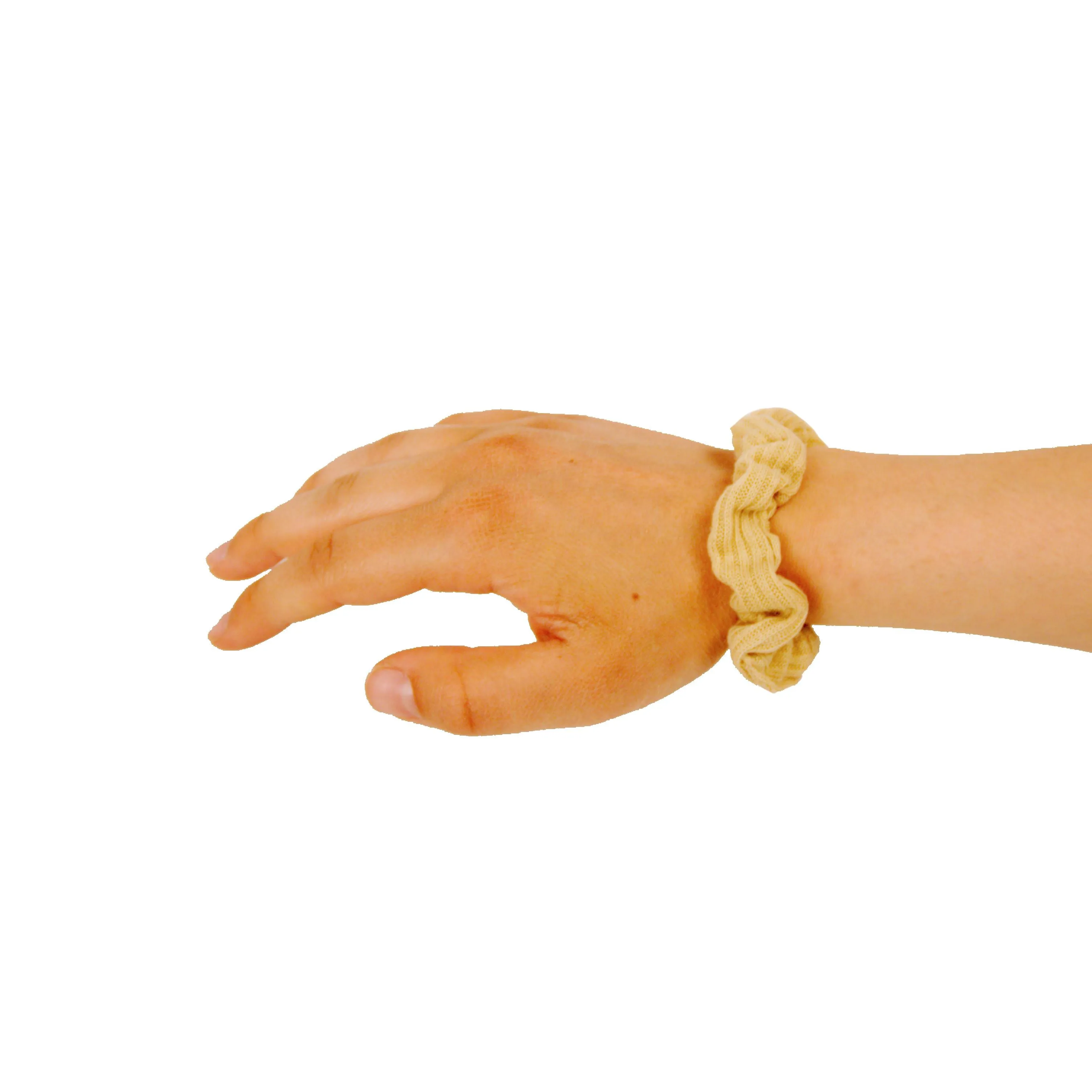 Amelia Beauty, Medium Tan Ribbed Scrunchies, 2.5in Diameter, Gentle on Hair, Strong Hold, No Snag, No Dents or Creases. 10 Pack