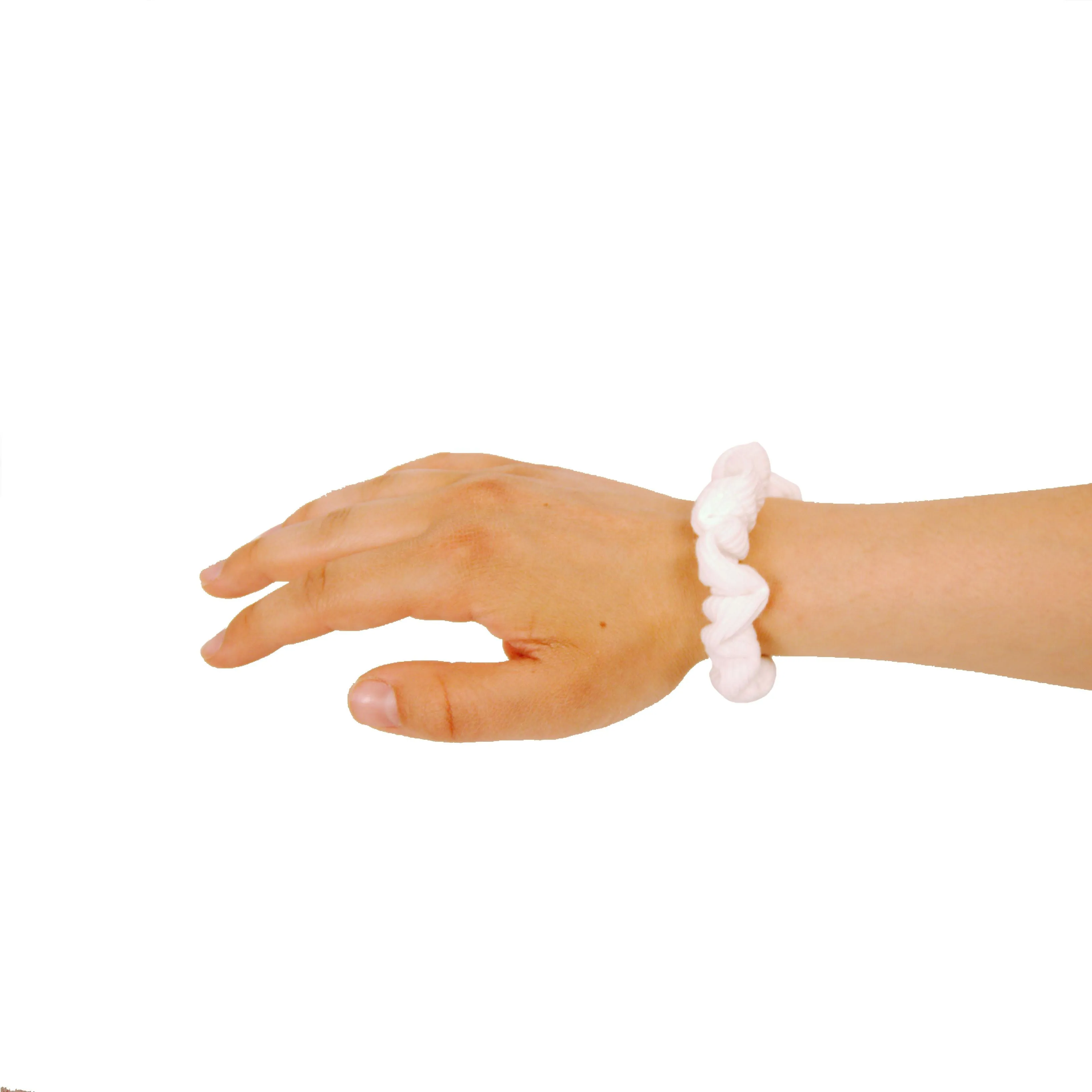Amelia Beauty, Medium White Ribbed Scrunchies, 2.5in Diameter, Gentle on Hair, Strong Hold, No Snag, No Dents or Creases. 10 Pack