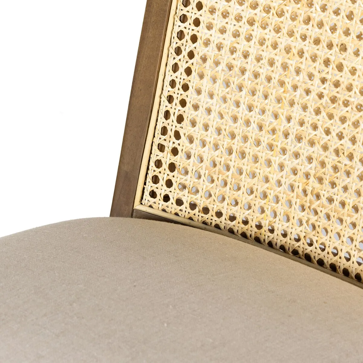 Antonia Cane Armless Dining Chair, Toasted Parawood/Savile Flax