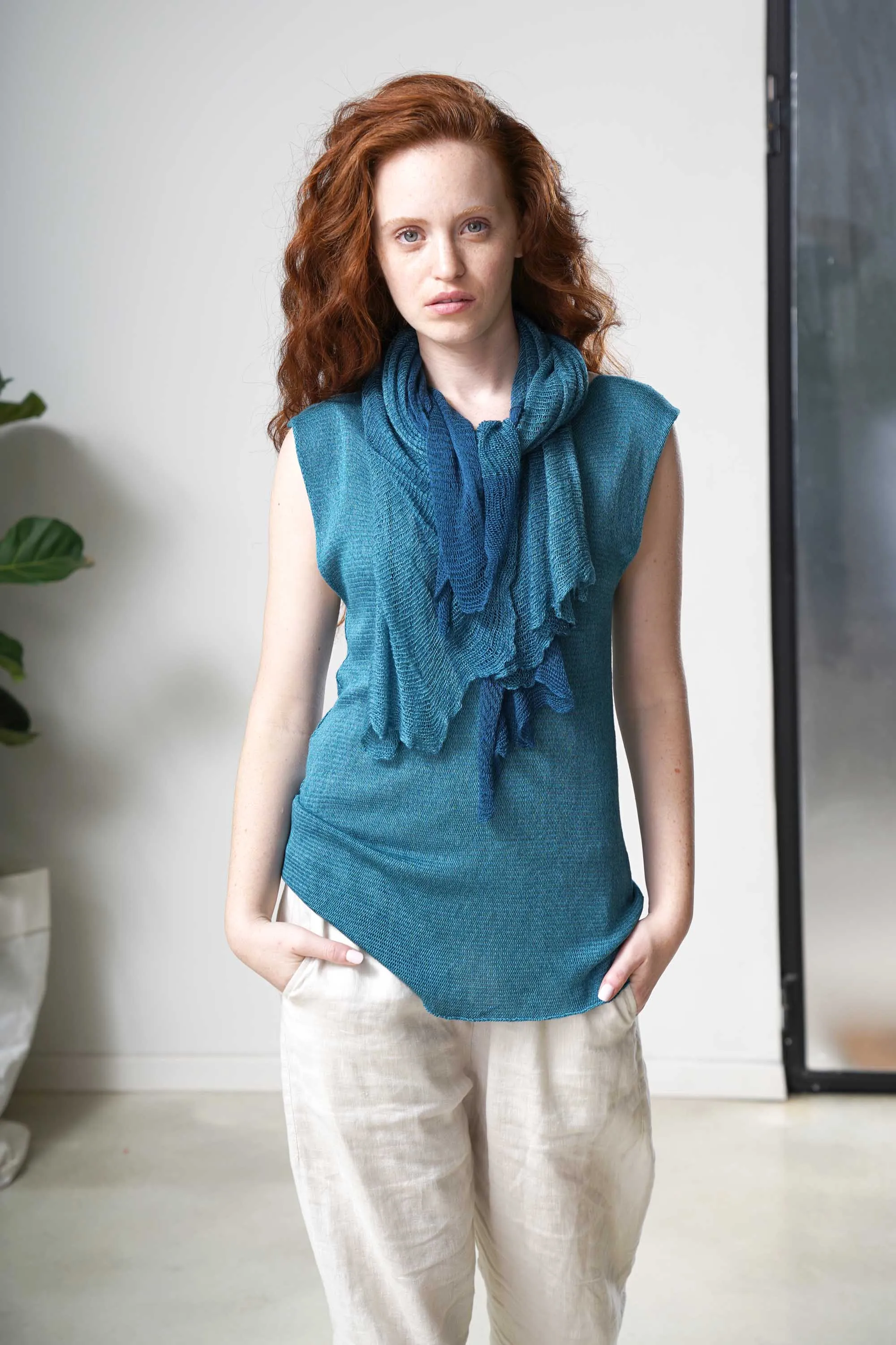 Aqvarelle Big Air Bamboo Sheer Scarf -Blue