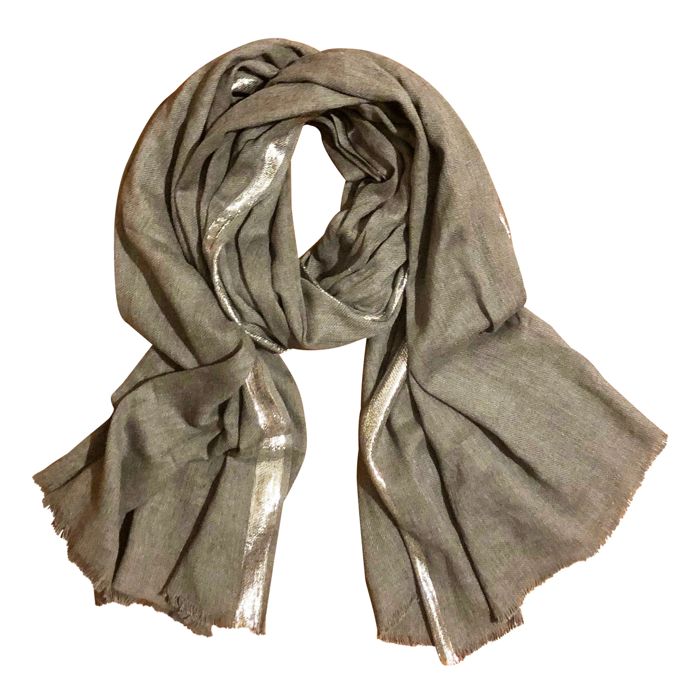 Ash Cotton Lurex Scarf - Grey