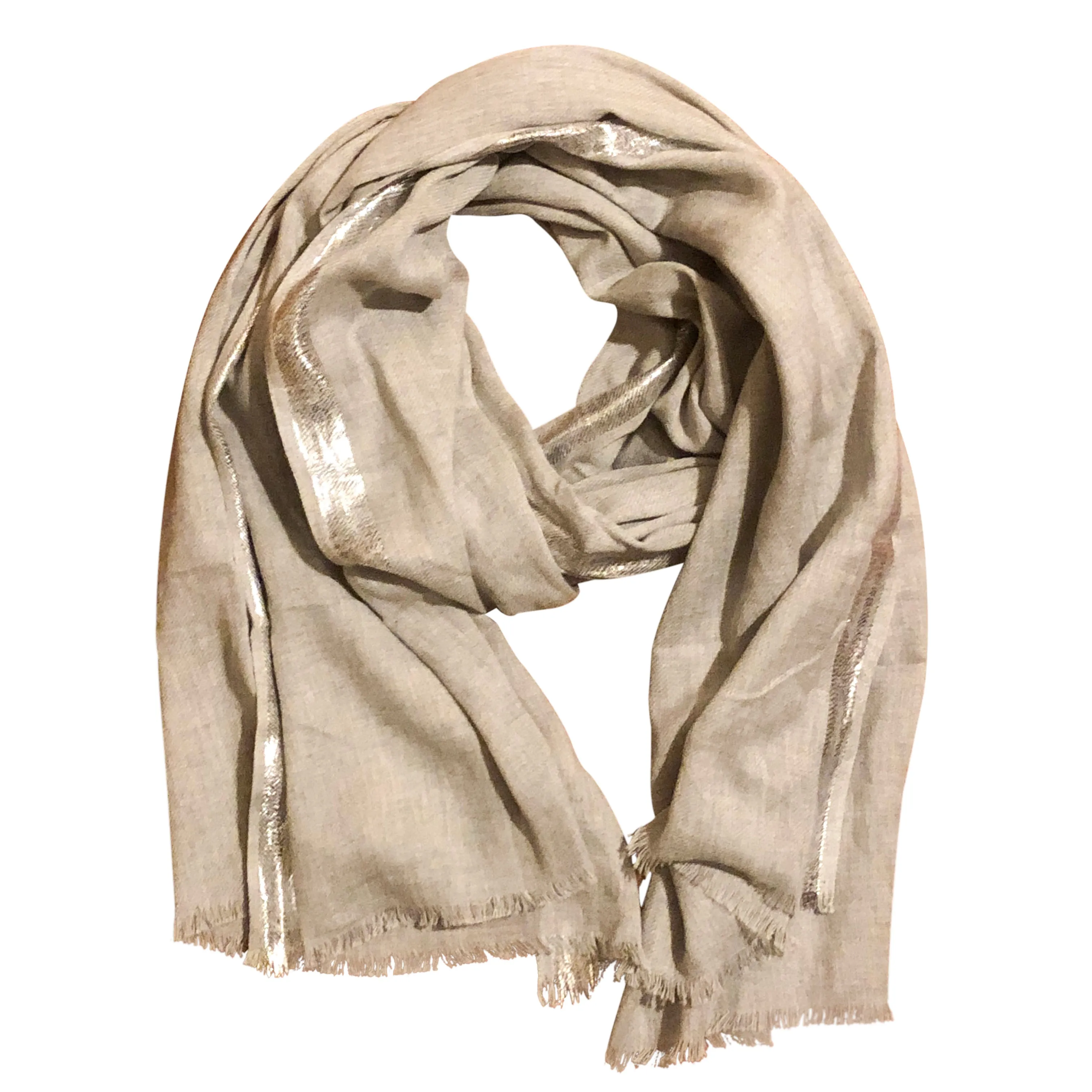 Ash Cotton Lurex Scarf - L Grey