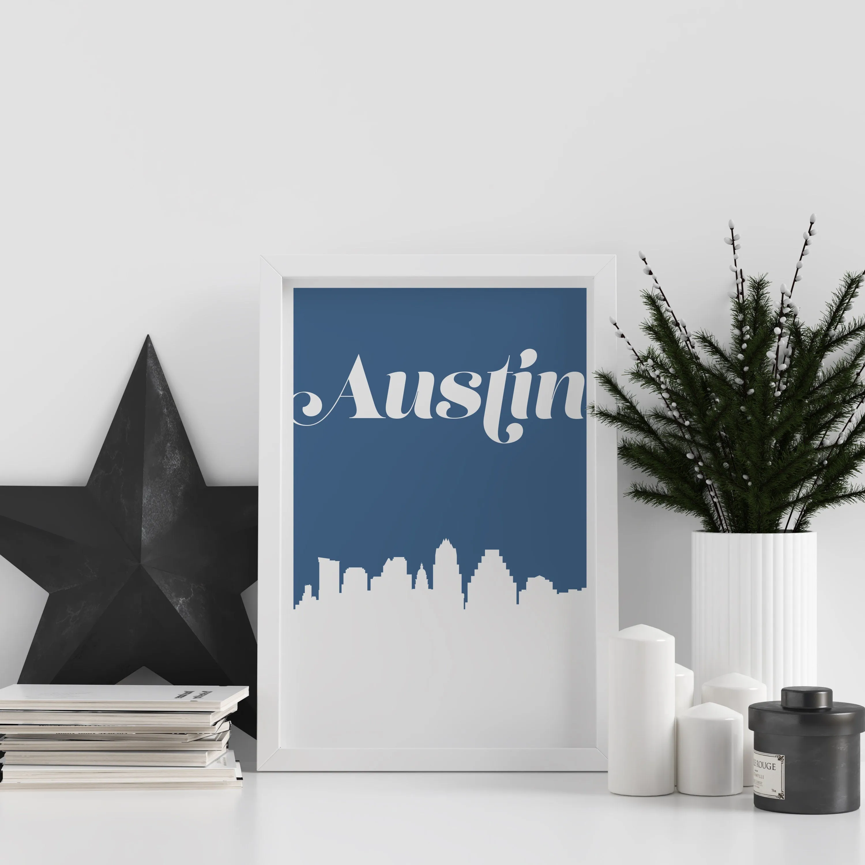 Austin wall art, Austin skyline art print, minimalist Austin home decor, minimal wall art, Austin Texas home decor, Texas gift, gift for him