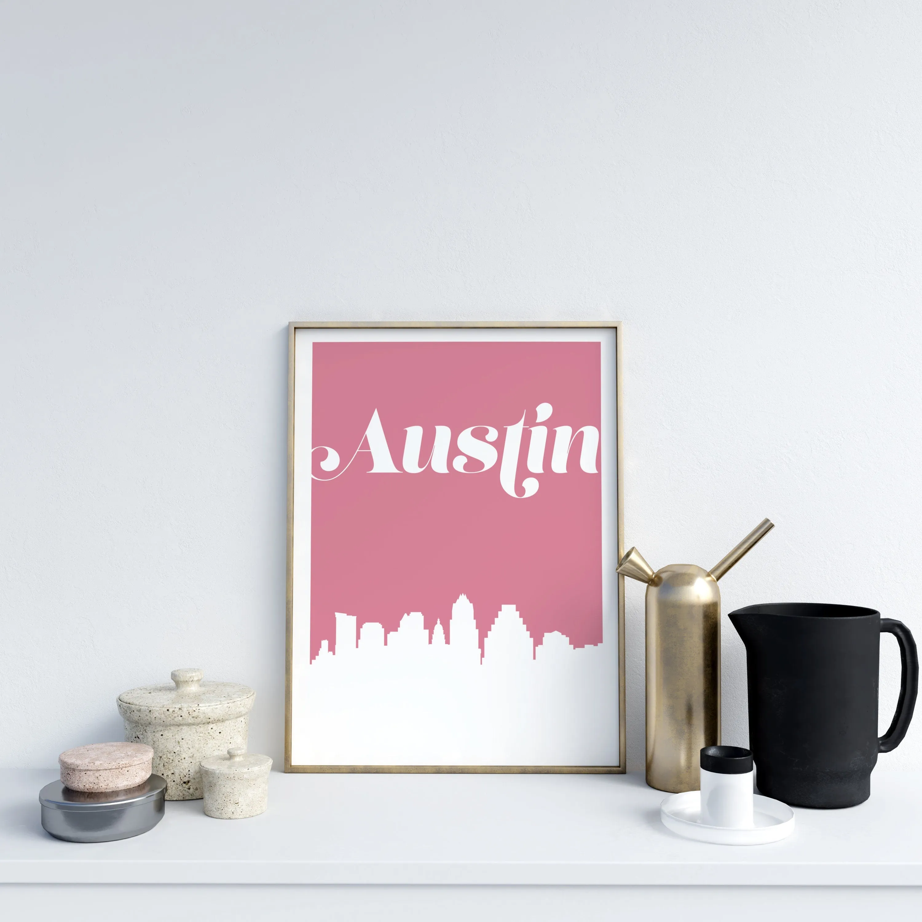 Austin wall art, Austin skyline art print, minimalist Austin home decor, minimal wall art, Austin Texas home decor, Texas gift, gift for him