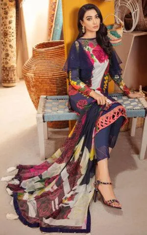 AZALEA CB-5A | Asifa & Nabeel Bella Fusion Mix Cambric Collection SS'21 | Unstitched Cambric Suits