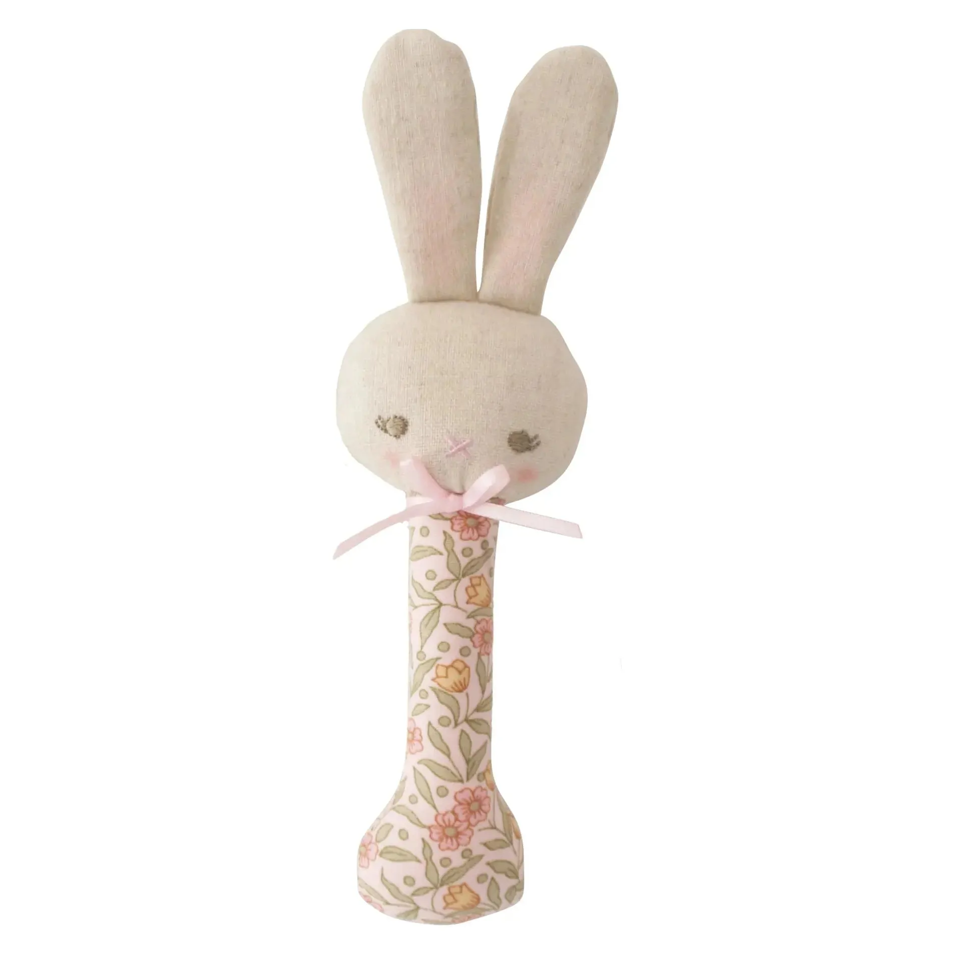 Baby Bunny Stick Rattle Blossom Lily Pink