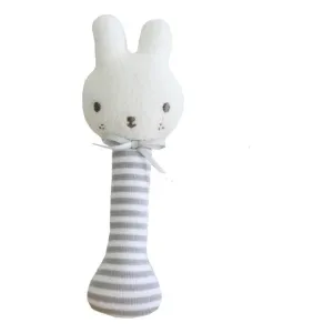 Baby Bunny Stick Rattle Grey Stripe