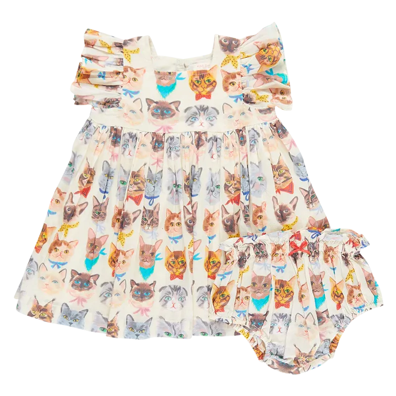 Baby Girls Elsie Dress Set- Cool Cats