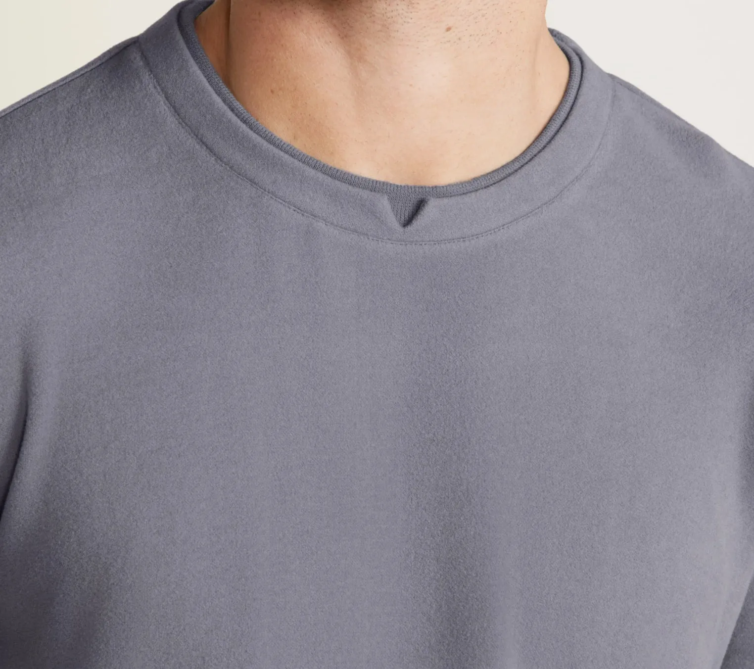 Barefoot Dreams Malibu Collection® Men's Brushed Fleece Split Neck Pullover