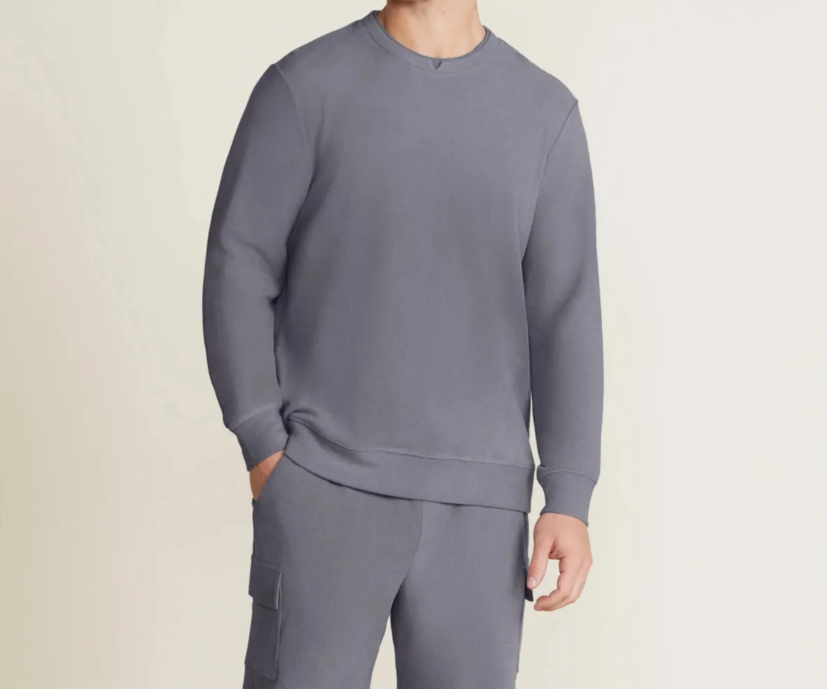 Barefoot Dreams Malibu Collection® Men's Brushed Fleece Split Neck Pullover