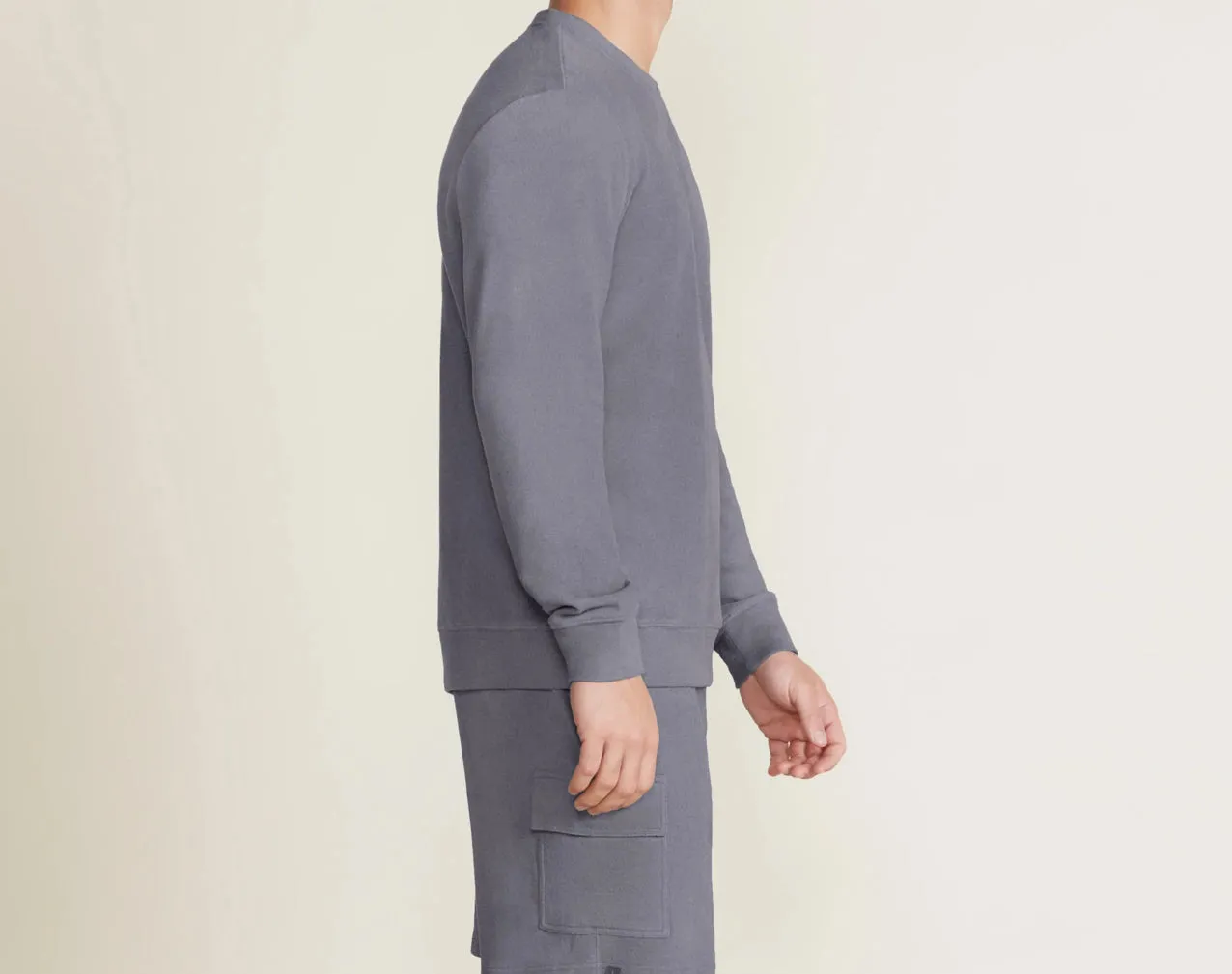 Barefoot Dreams Malibu Collection® Men's Brushed Fleece Split Neck Pullover