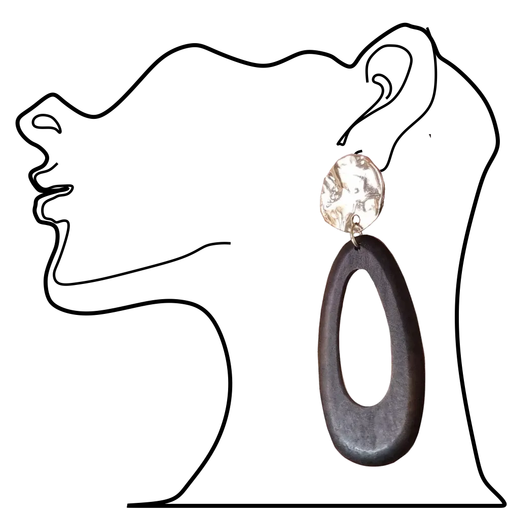 Baroque Wood and Metal Earrings