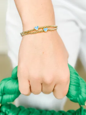 Beaded Ball Bracelet W/ Heart Bead