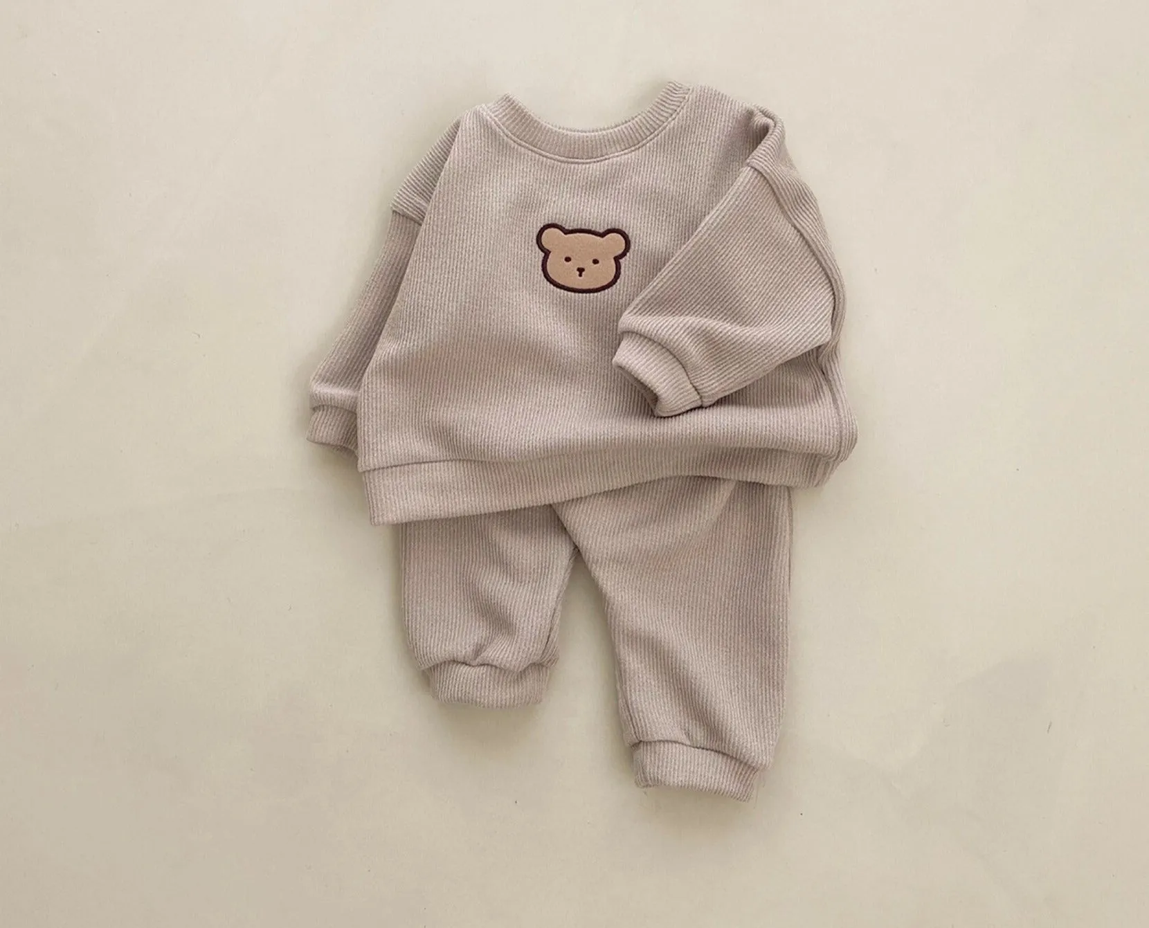 Bear Ribbed Trackie Set | 3 Colours